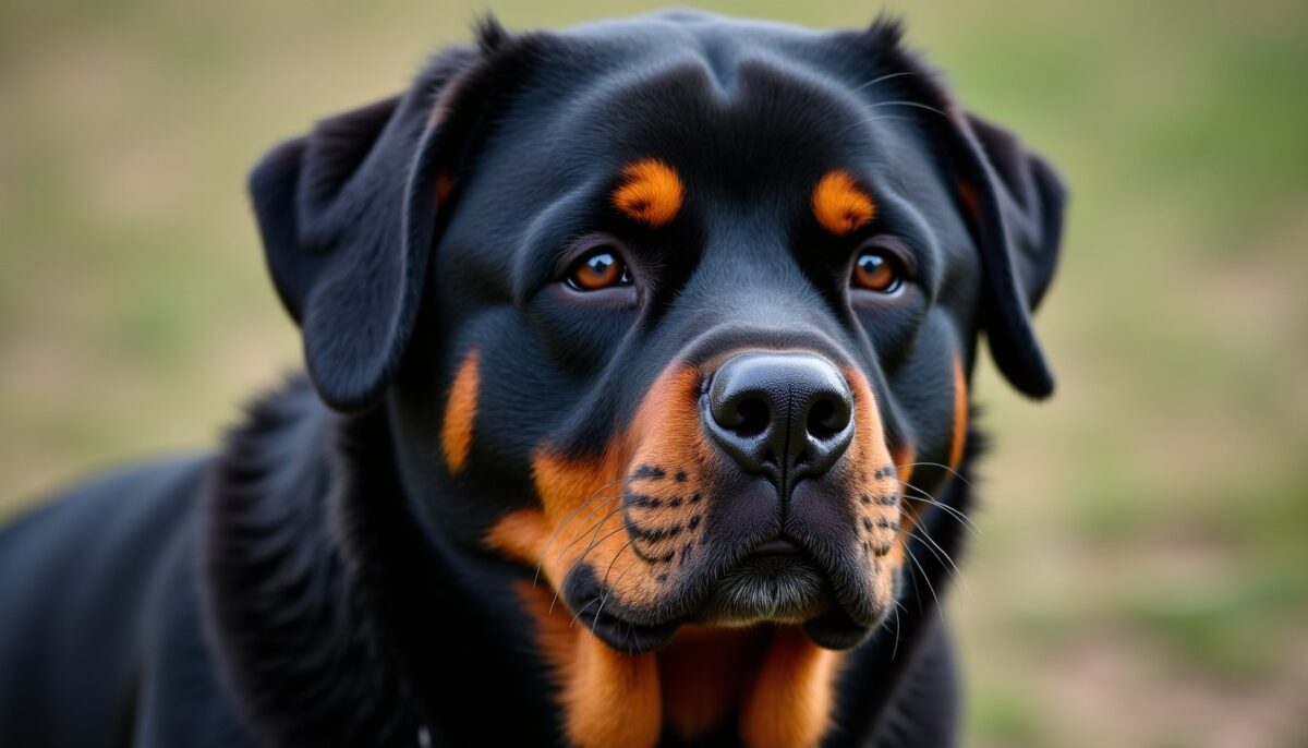 Rottweiler adulte : un poids lourd de 50 kg mêlant force musculaire et fidélité à maîtriser